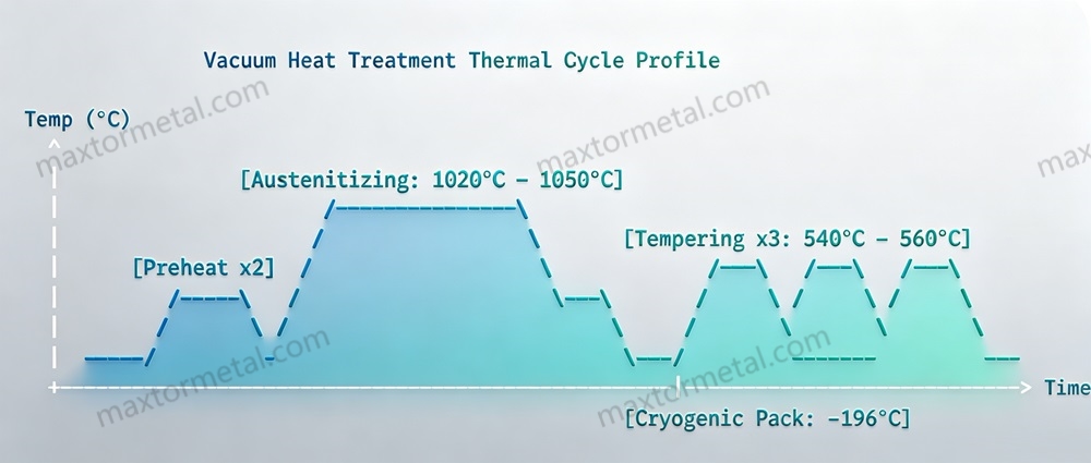 Figure 1: Maxtor Metal R&D Lab - Vacuum Thermal Hardening & Deep Cryogenic Cycle Profile (-196°C )