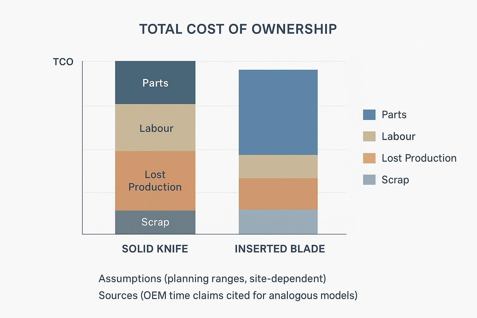 TCO stack comparison: solid knife rotor versus inserted blade rotary cutter for water-strand pelletising