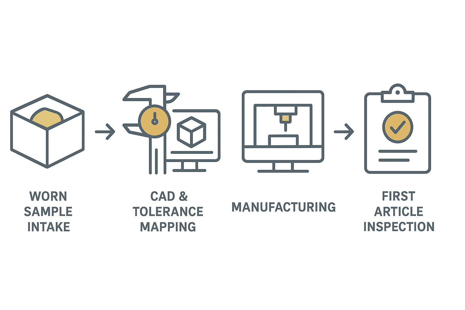 A reverse-engineering workflow from sample intake to FAI sign-off