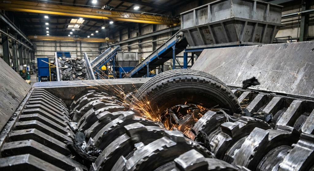 Scrap tire ELV size reduction